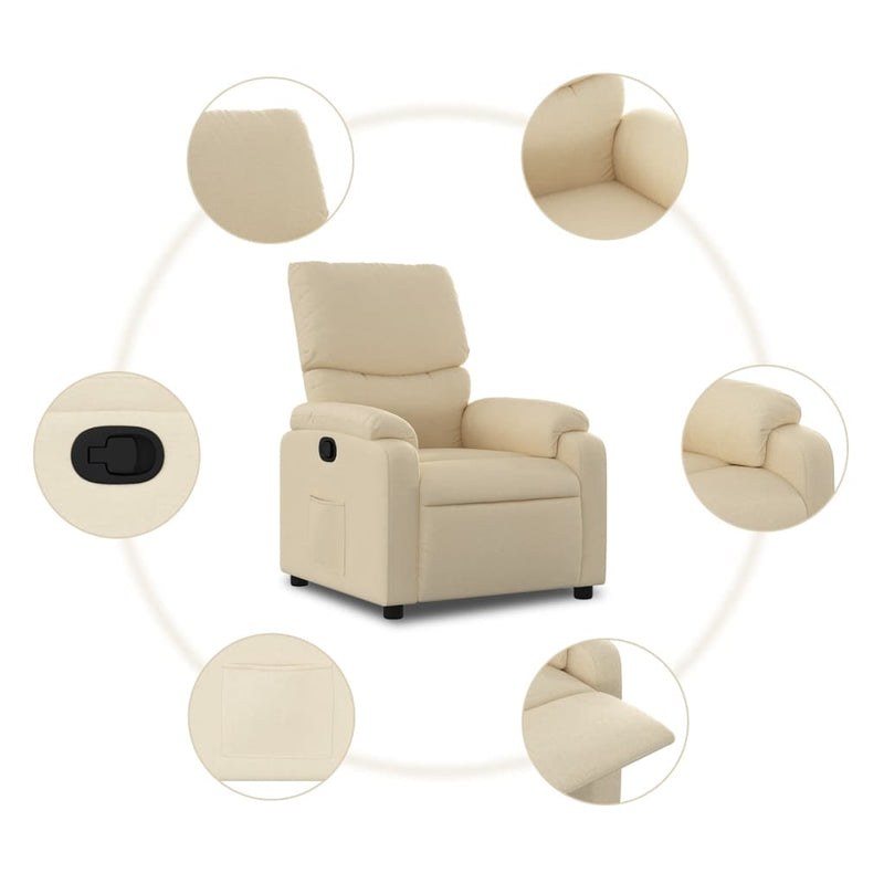 Fotoliu rabatabil, crem, material textil