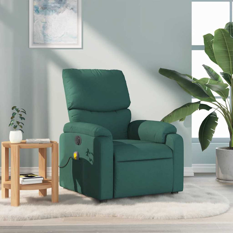Fotoliu de masaj rabatabil, verde închis, material textil