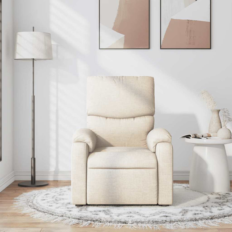 Fotoliu rabatabil de masaj, crem, material textil