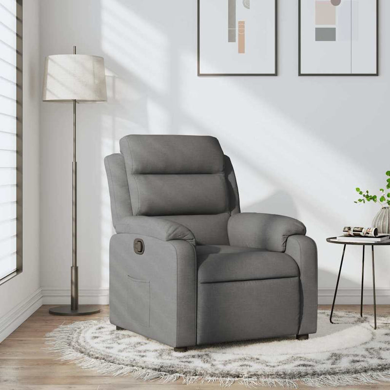 Fotoliu rabatabil, gri închis, material textil