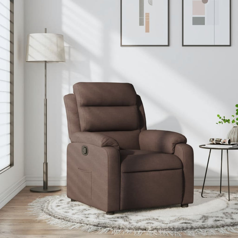 Fotoliu rabatabil, maro închis, material textil