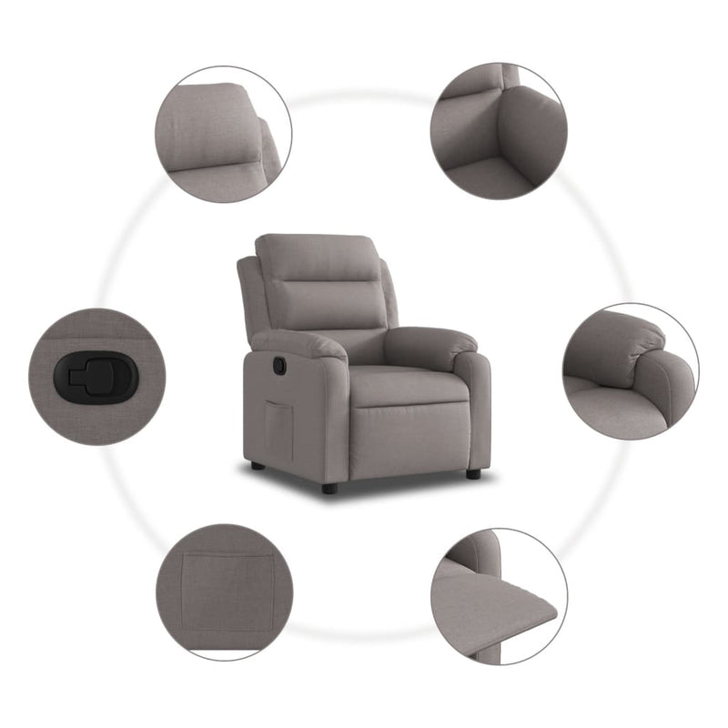 Fotoliu rabatabil, gri taupe, material textil