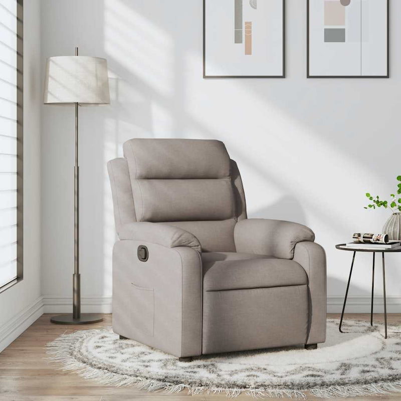 Fotoliu rabatabil, gri taupe, material textil