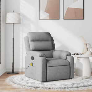 Fotoliu de masaj rabatabil, gri deschis, textil