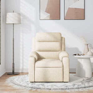 Fotoliu rabatabil de masaj, crem, material textil