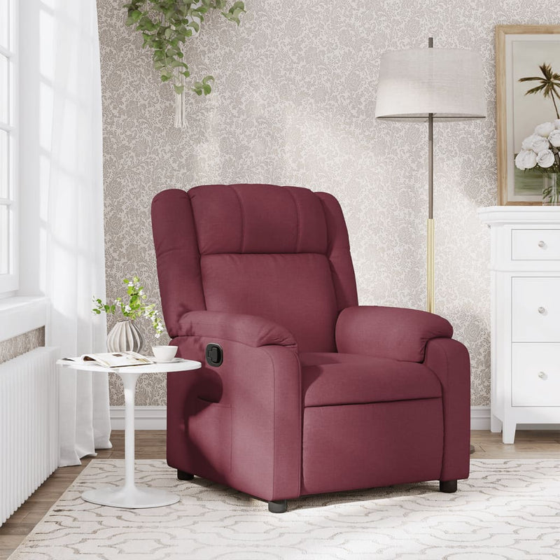 Fotoliu rabatabil, roșu vin, material textil