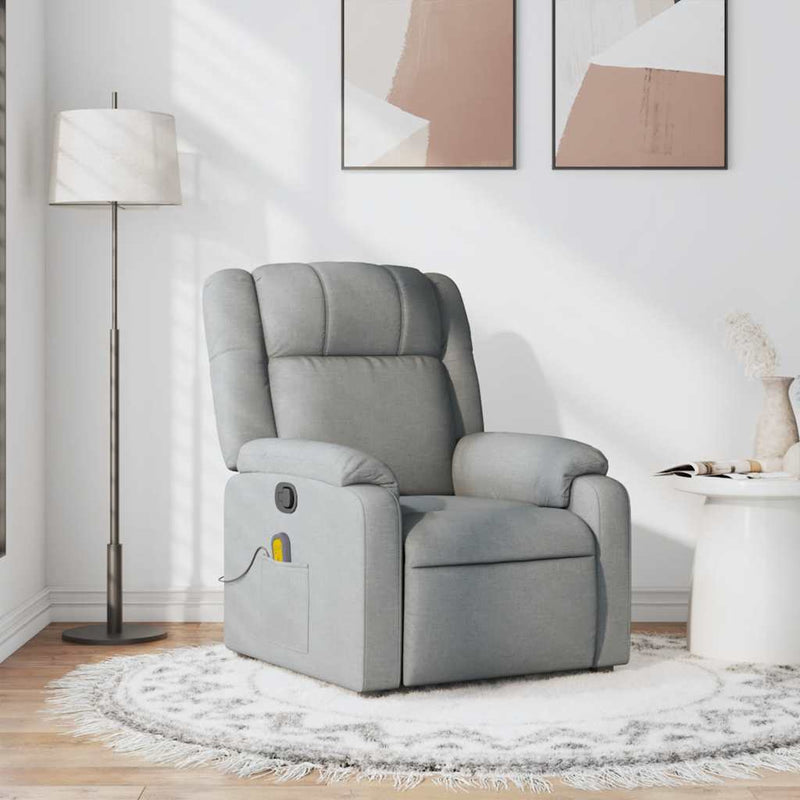 Fotoliu de masaj rabatabil, gri deschis, textil