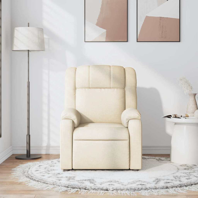 Fotoliu rabatabil de masaj, crem, material textil