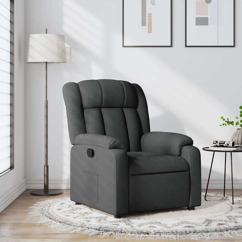 Fotoliu rabatabil, gri închis, material textil