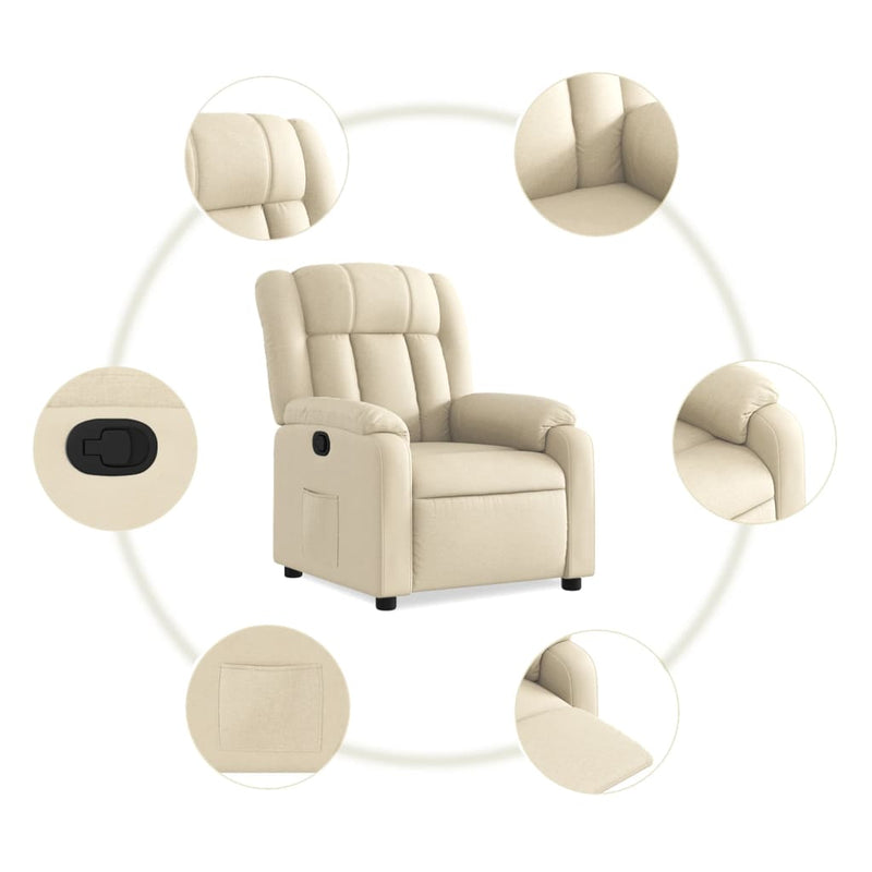 Fotoliu rabatabil, crem, material textil