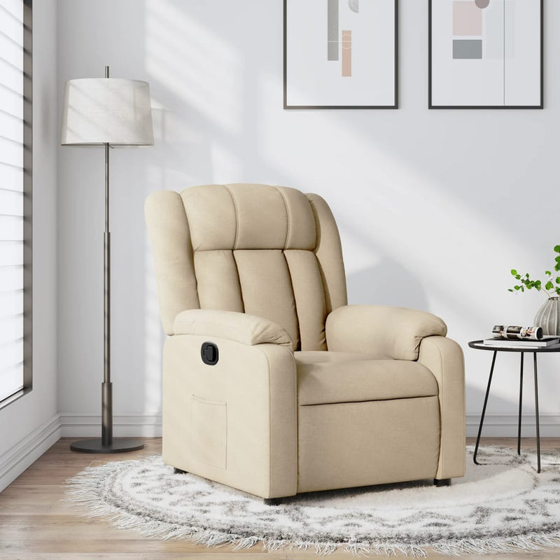 Fotoliu rabatabil, crem, material textil