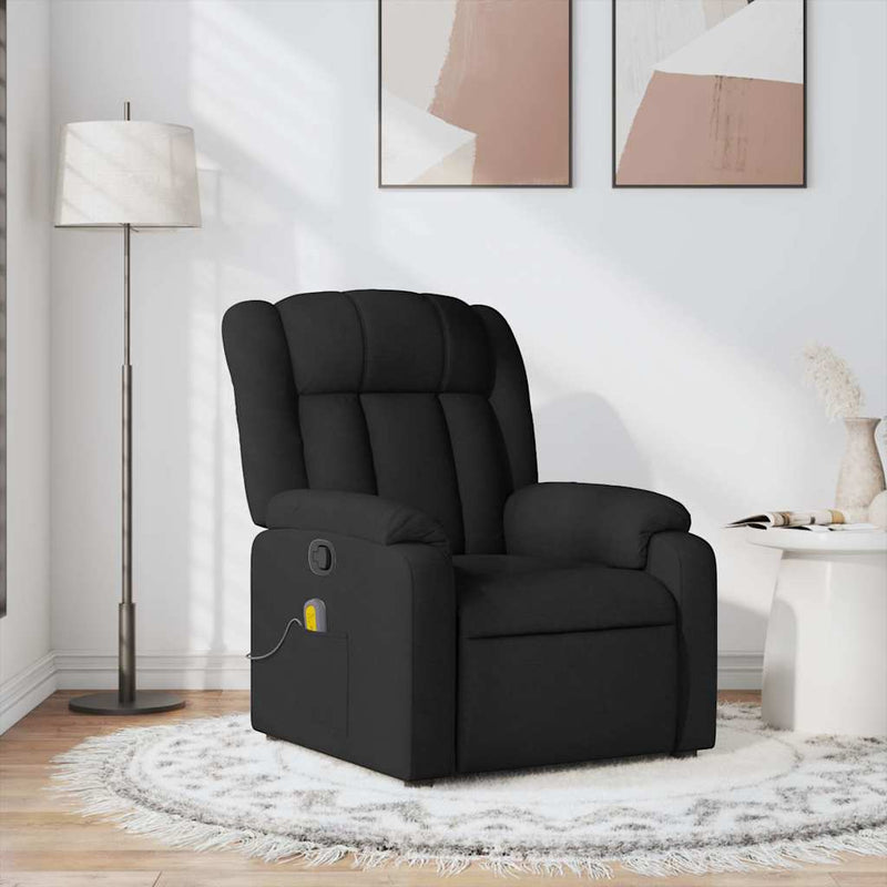Fotoliu de masaj rabatabil, negru, material textil
