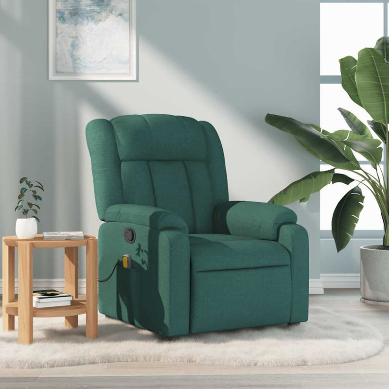 Fotoliu de masaj rabatabil, verde închis, material textil