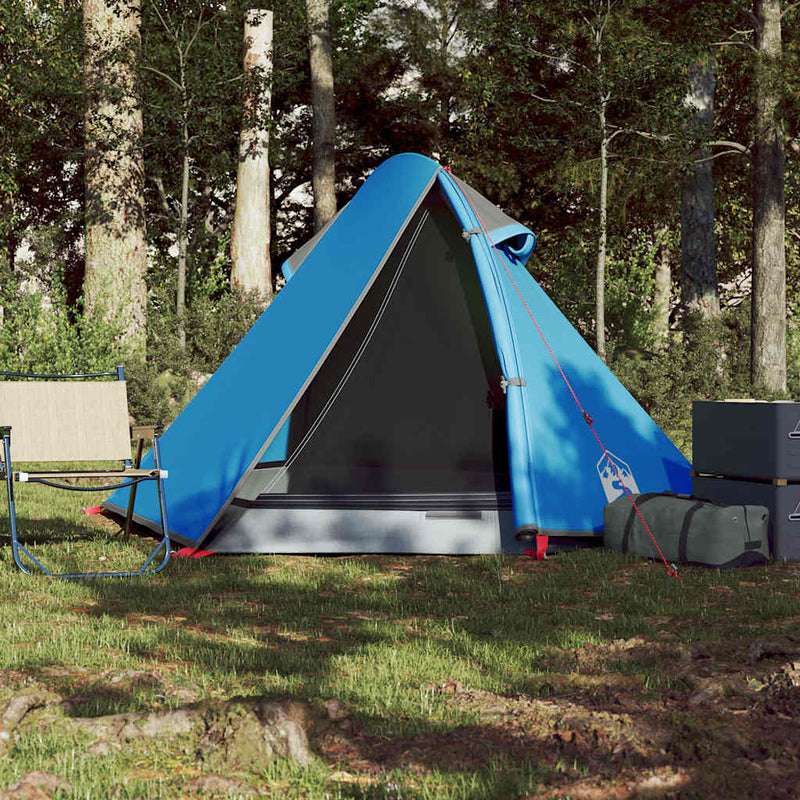 Cort de camping cupolă pentru 2 persoane, albastru, impermeabil