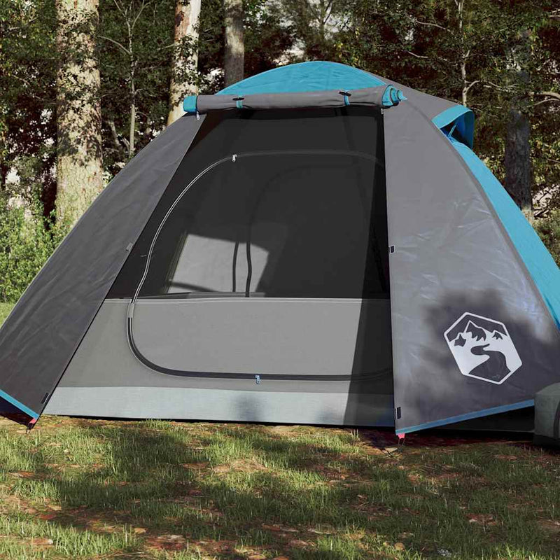Cort de camping cupolă pentru 2 persoane, albastru, impermeabil