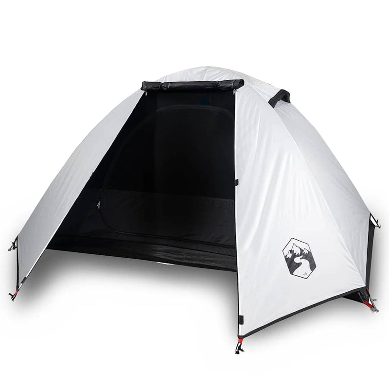 Cort camping cupolă 2 persoane alb, țesătură opacă, impermeabil