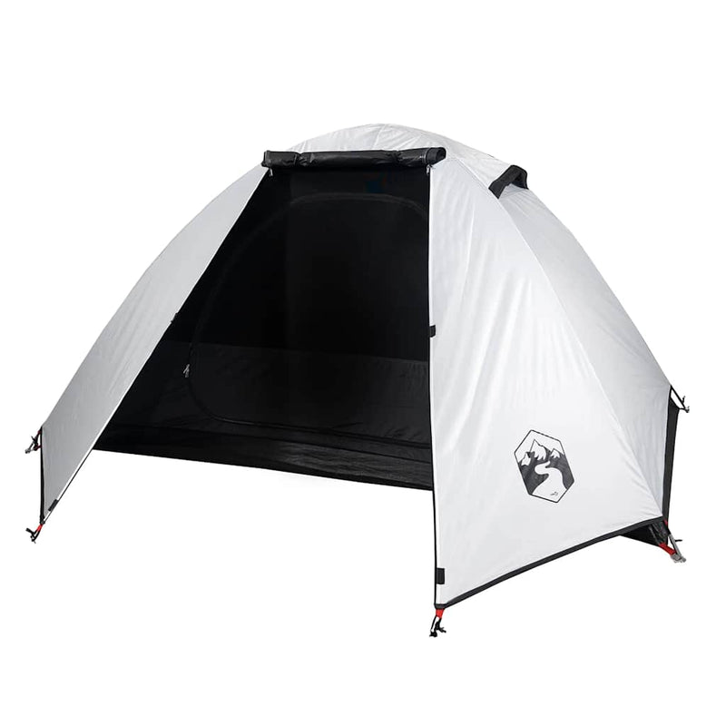 Cort camping cupolă 2 persoane alb, țesătură opacă, impermeabil