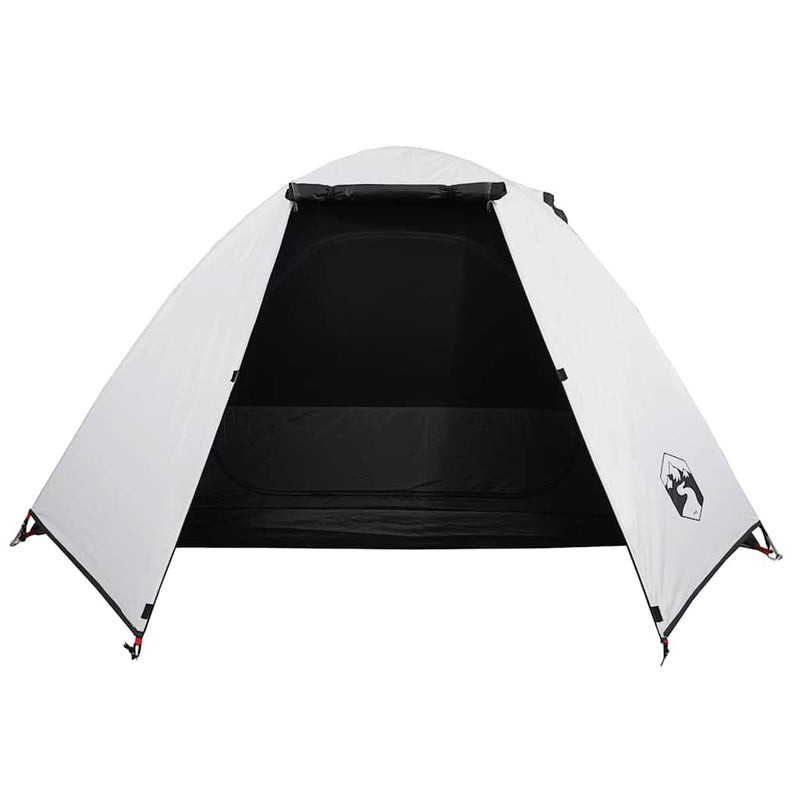 Cort camping cupolă 2 persoane alb, țesătură opacă, impermeabil