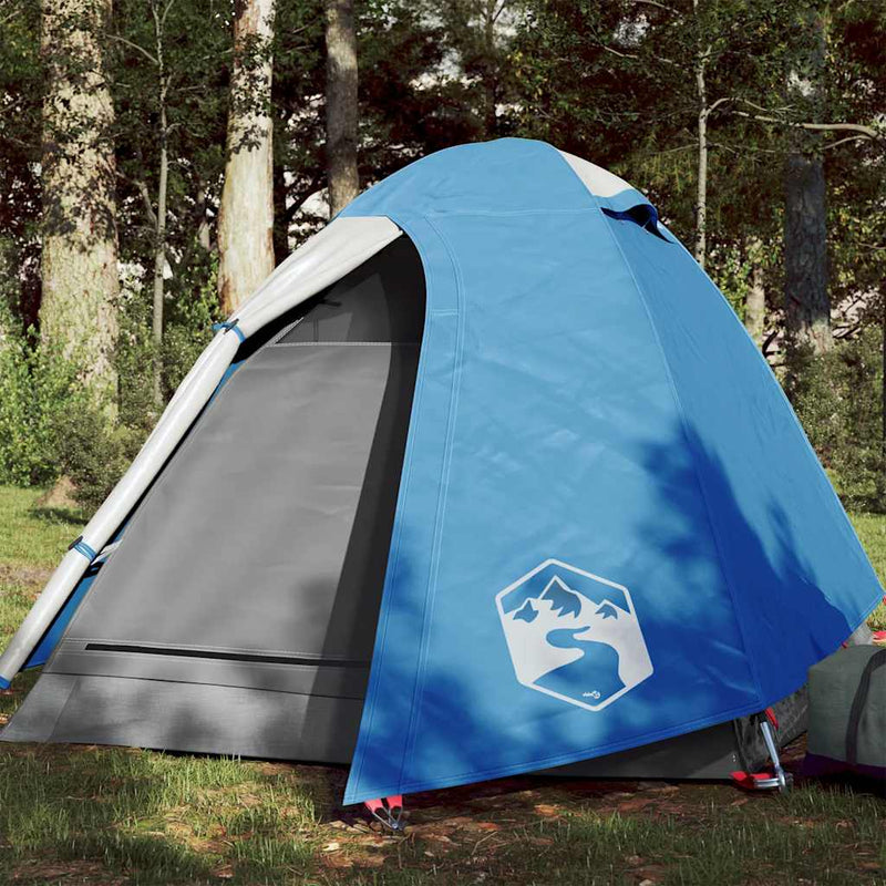 Cort de camping cupolă pentru 2 persoane, albastru, impermeabil