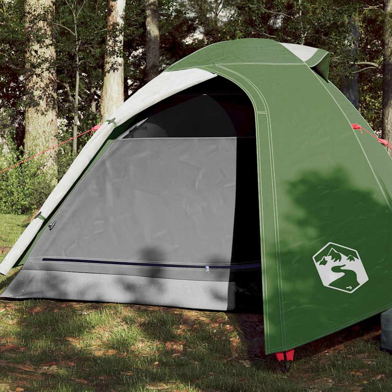 Cort de camping cupolă pentru 3 persoane, verde, impermeabil