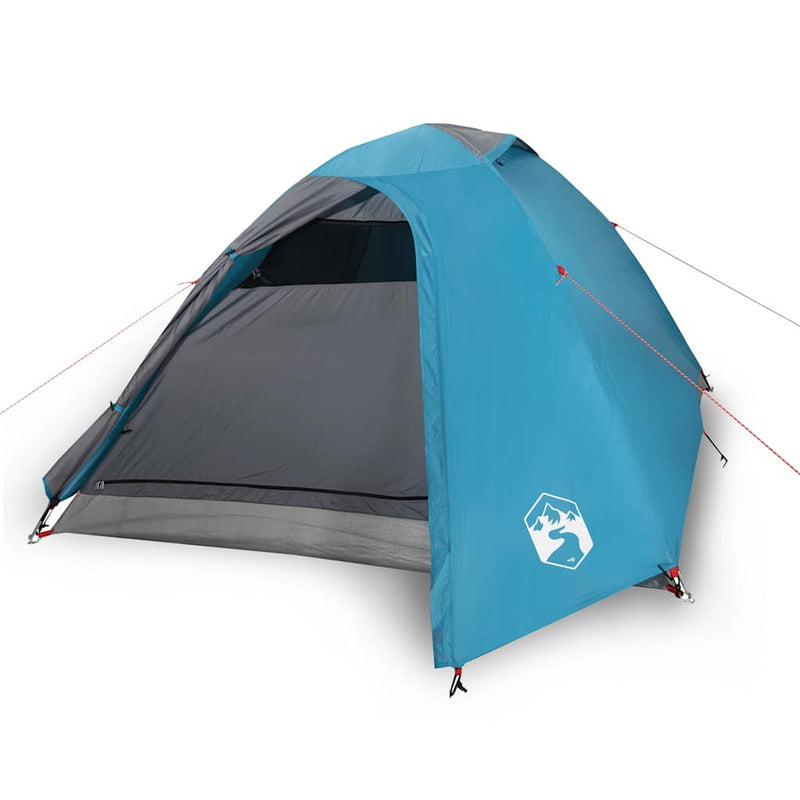 Cort de camping cupolă pentru 3 persoane, albastru, impermeabil