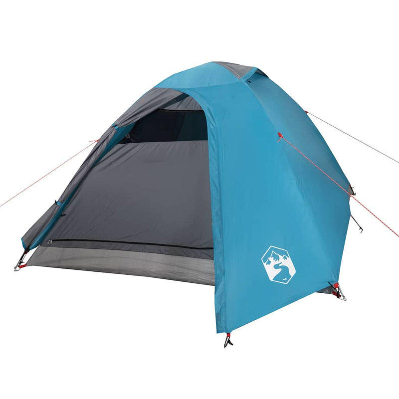Cort de camping cupolă pentru 3 persoane, albastru, impermeabil