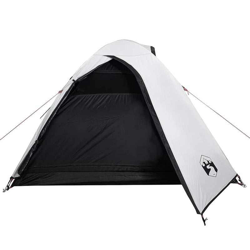 Cort camping cupolă 3 persoane alb, țesătură opacă, impermeabil