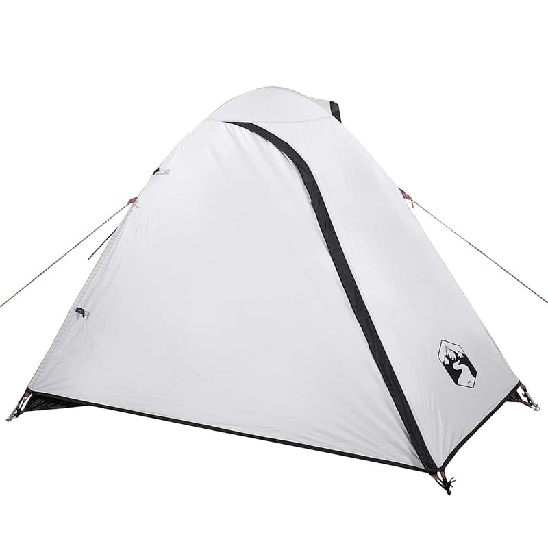 Cort camping cupolă 3 persoane alb, țesătură opacă, impermeabil