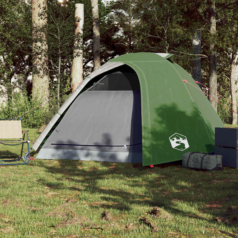 Cort de camping cupolă pentru 4 persoane, verde, impermeabil