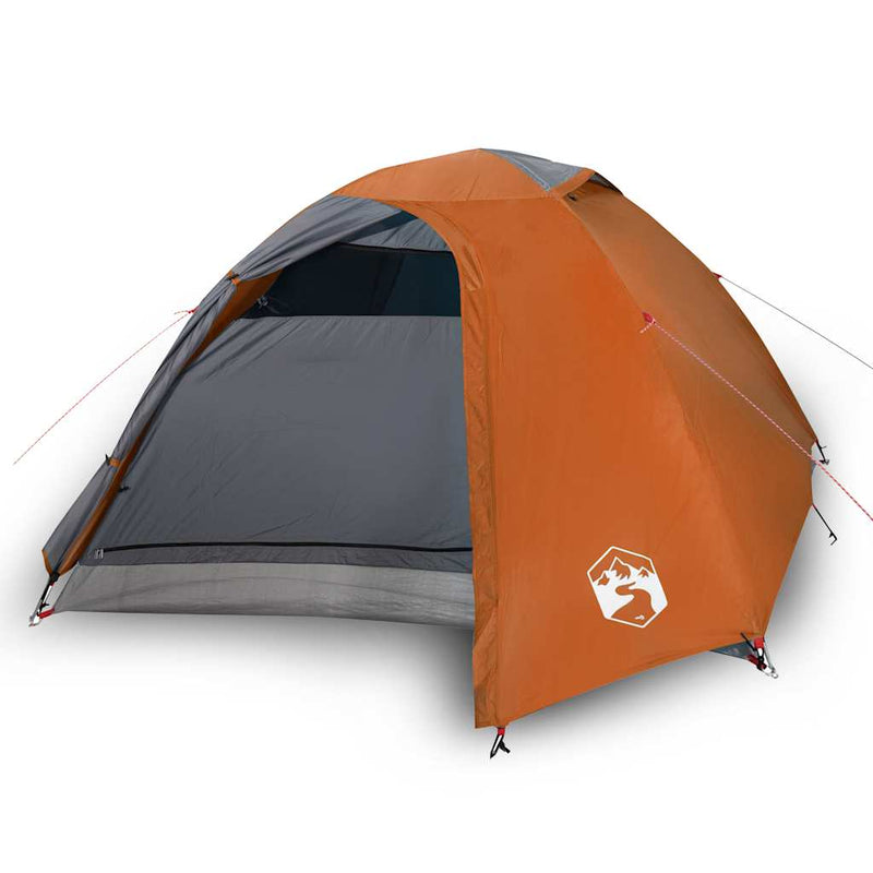 Cort de camping pentru 4 persoane, gri/portocaliu, impermeabil
