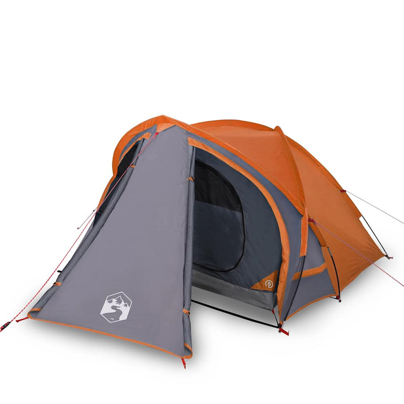 Cort de camping pentru 2 persoane, gri/portocaliu, impermeabil