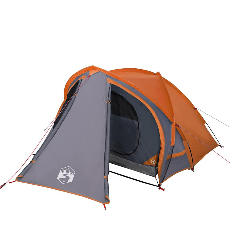 Cort de camping pentru 2 persoane, gri/portocaliu, impermeabil