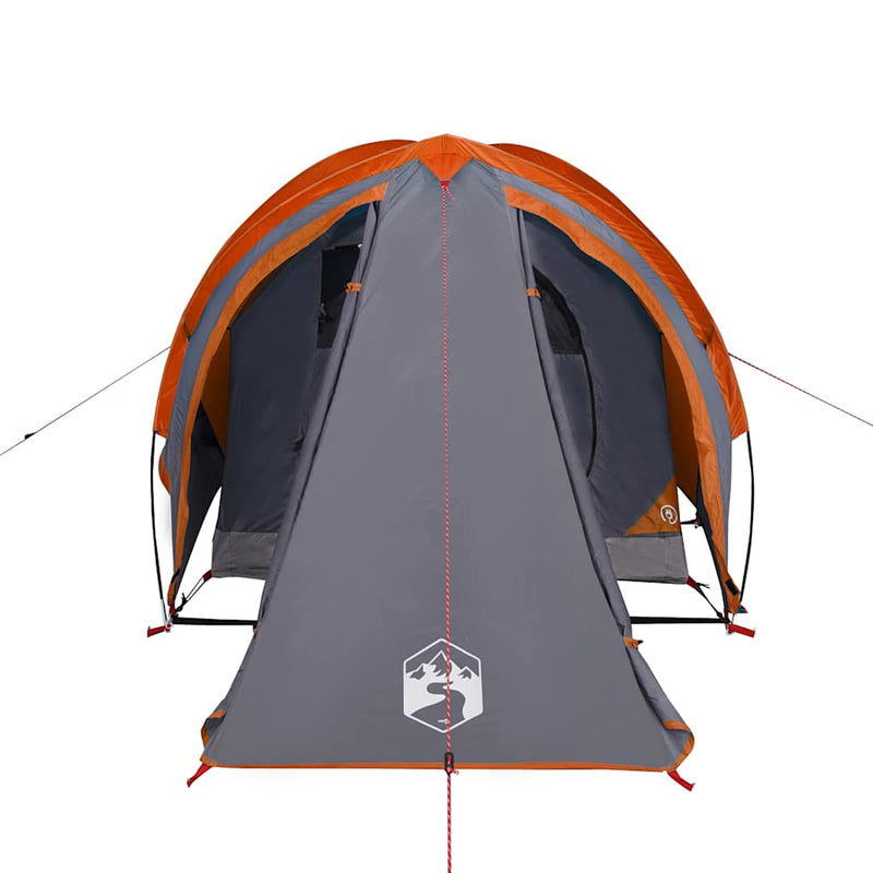 Cort de camping pentru 2 persoane, gri/portocaliu, impermeabil