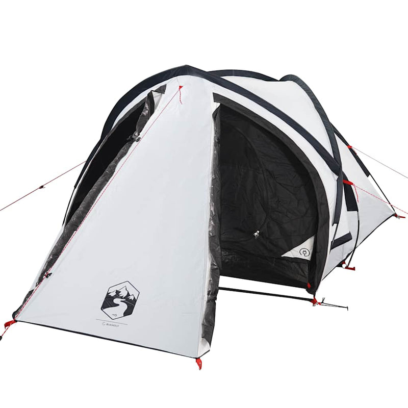 Cort camping cupolă 2 persoane alb, țesătură opacă, impermeabil