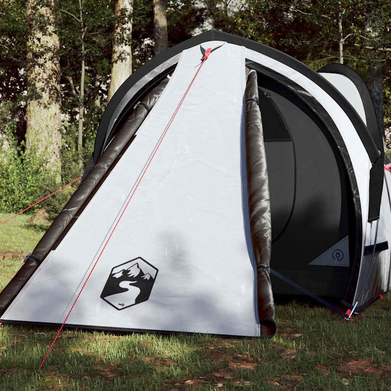 Cort camping cupolă 2 persoane alb, țesătură opacă, impermeabil