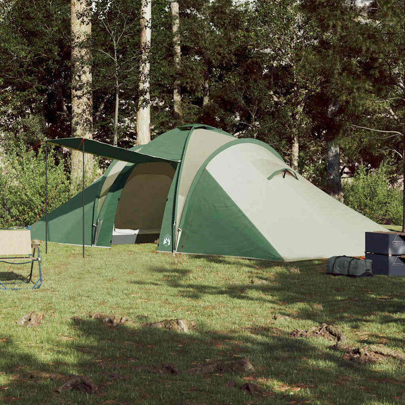 Cort de camping cupolă pentru 6 persoane, verde, impermeabil