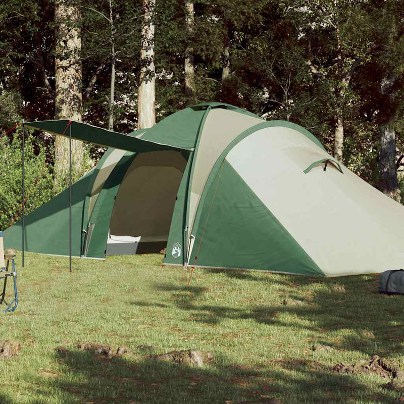 Cort de camping cupolă pentru 6 persoane, verde, impermeabil