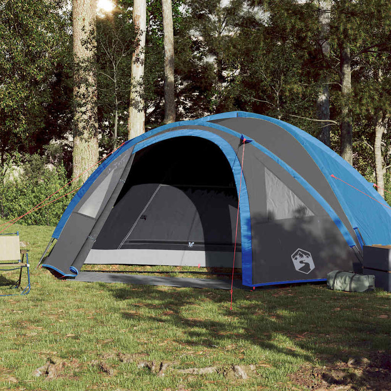 Cort de camping cupolă pentru 4 persoane, albastru, impermeabil