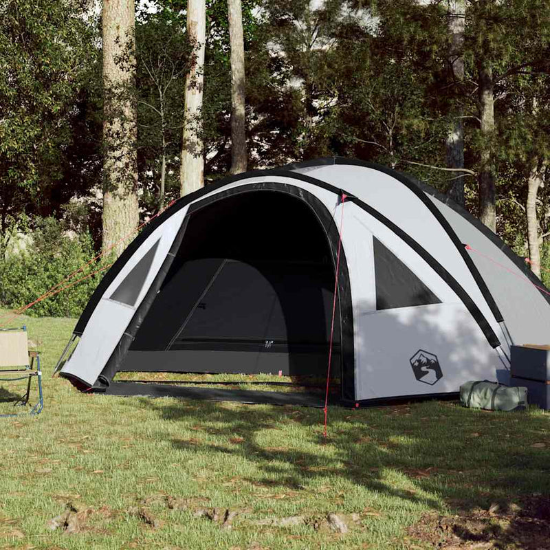Cort camping cupolă 4 persoane alb, țesătură opacă, impermeabil