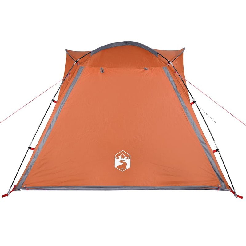 Cort camping, 4 persoane, gri/oranj, impermeabil, setare rapidă