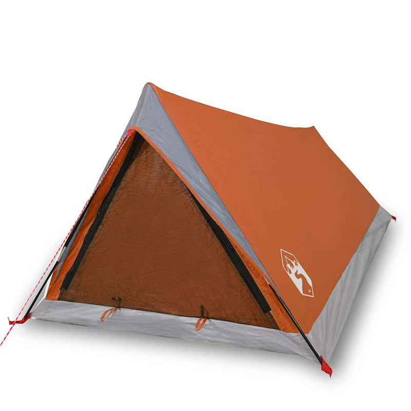 Cort de camping pentru 2 persoane, gri/portocaliu, impermeabil