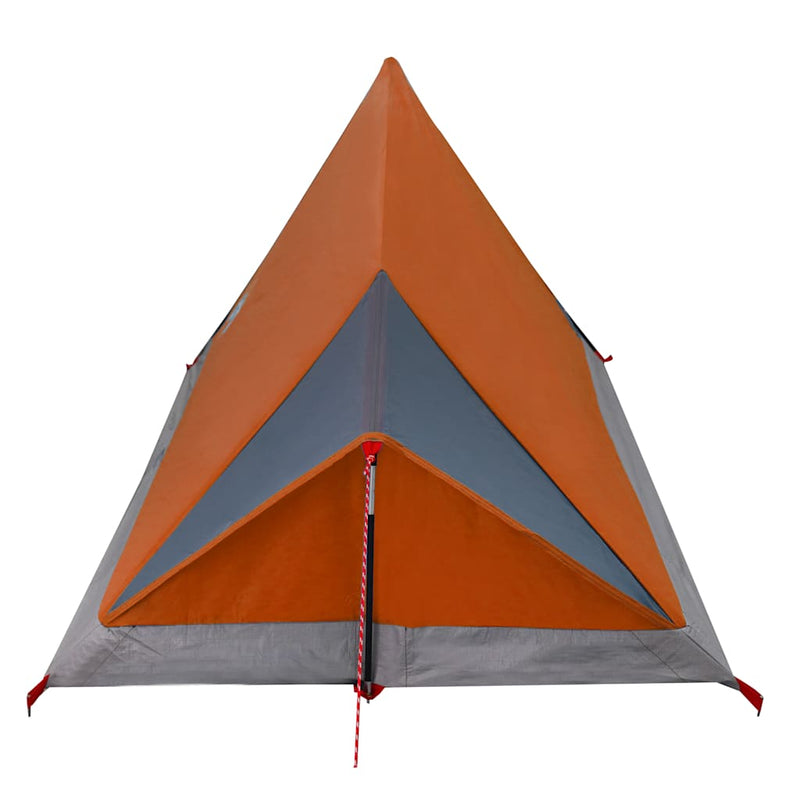 Cort de camping pentru 2 persoane, gri/portocaliu, impermeabil