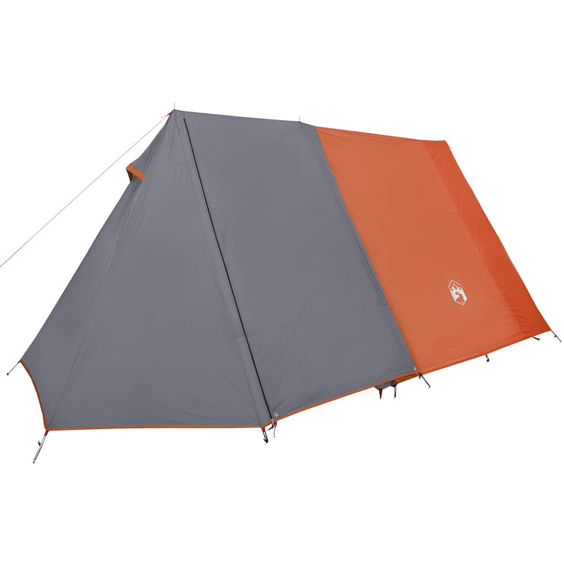 Cort de camping pentru 3 persoane, gri/portocaliu, impermeabil