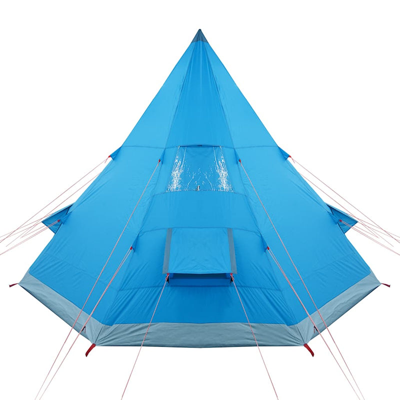 Cort de camping tipi pentru 4 persoane, albastru, impermeabil