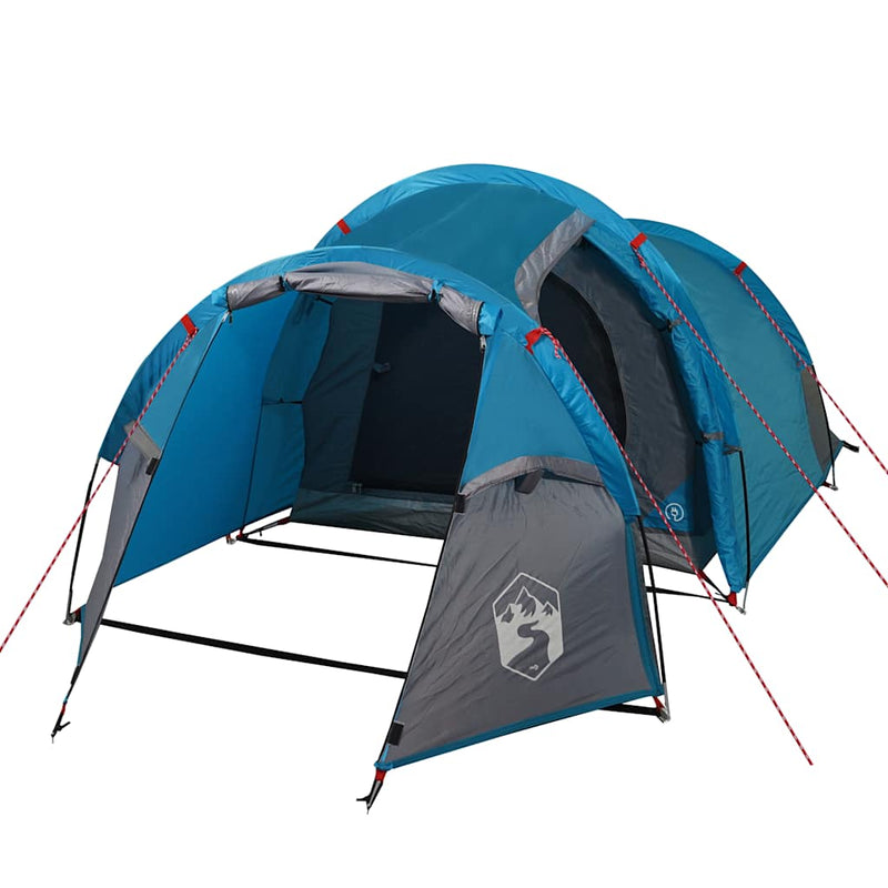 Cort de camping tunel pentru 2 persoane, albastru, impermeabil