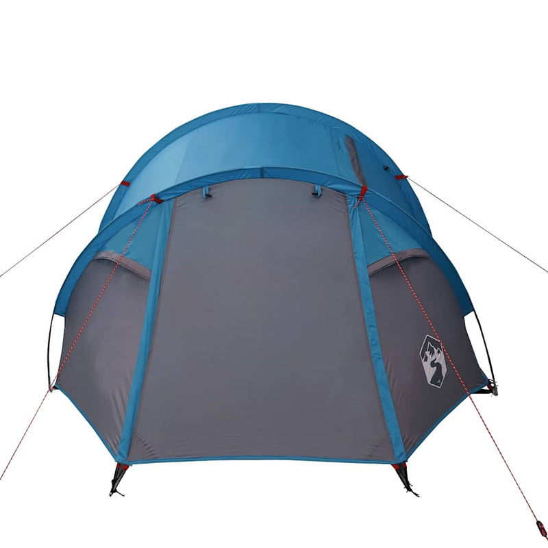 Cort de camping tunel pentru 2 persoane, albastru, impermeabil
