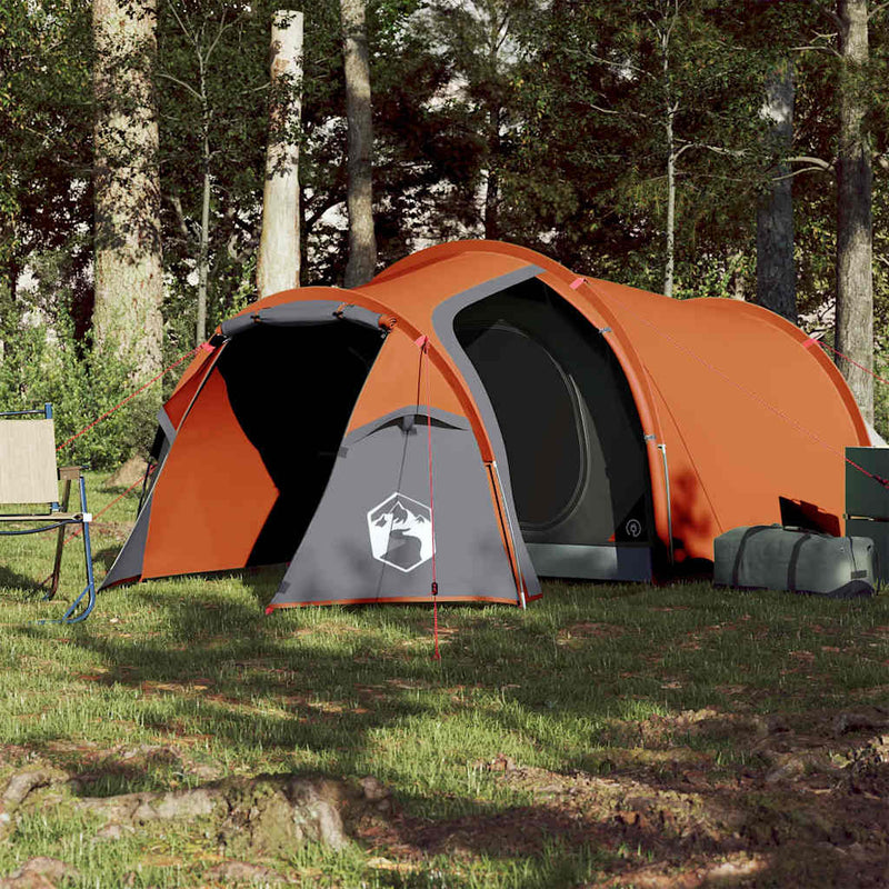 Cort de camping tunel 2 persoane, portocaliu, impermeabil
