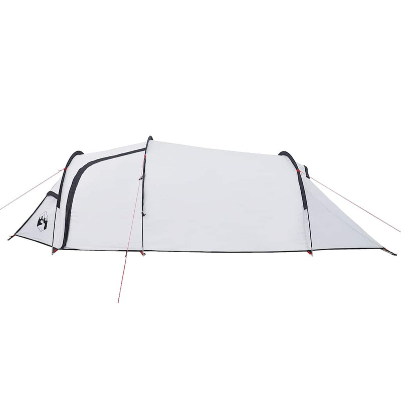 Cort camping tunel 2 persoane, alb, țesătură opacă, impermeabil