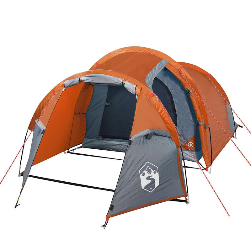 Cort de camping tunel 3 persoane, portocaliu, impermeabil