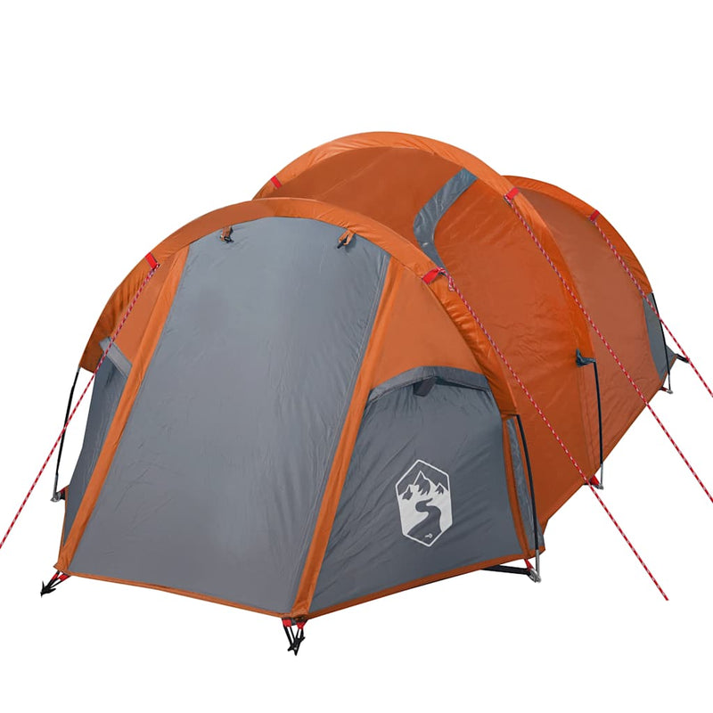 Cort de camping tunel 3 persoane, portocaliu, impermeabil